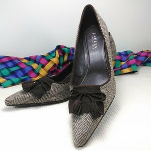 Lauren Ralph Lauren Brown Fabric Suede Kiltie 8B